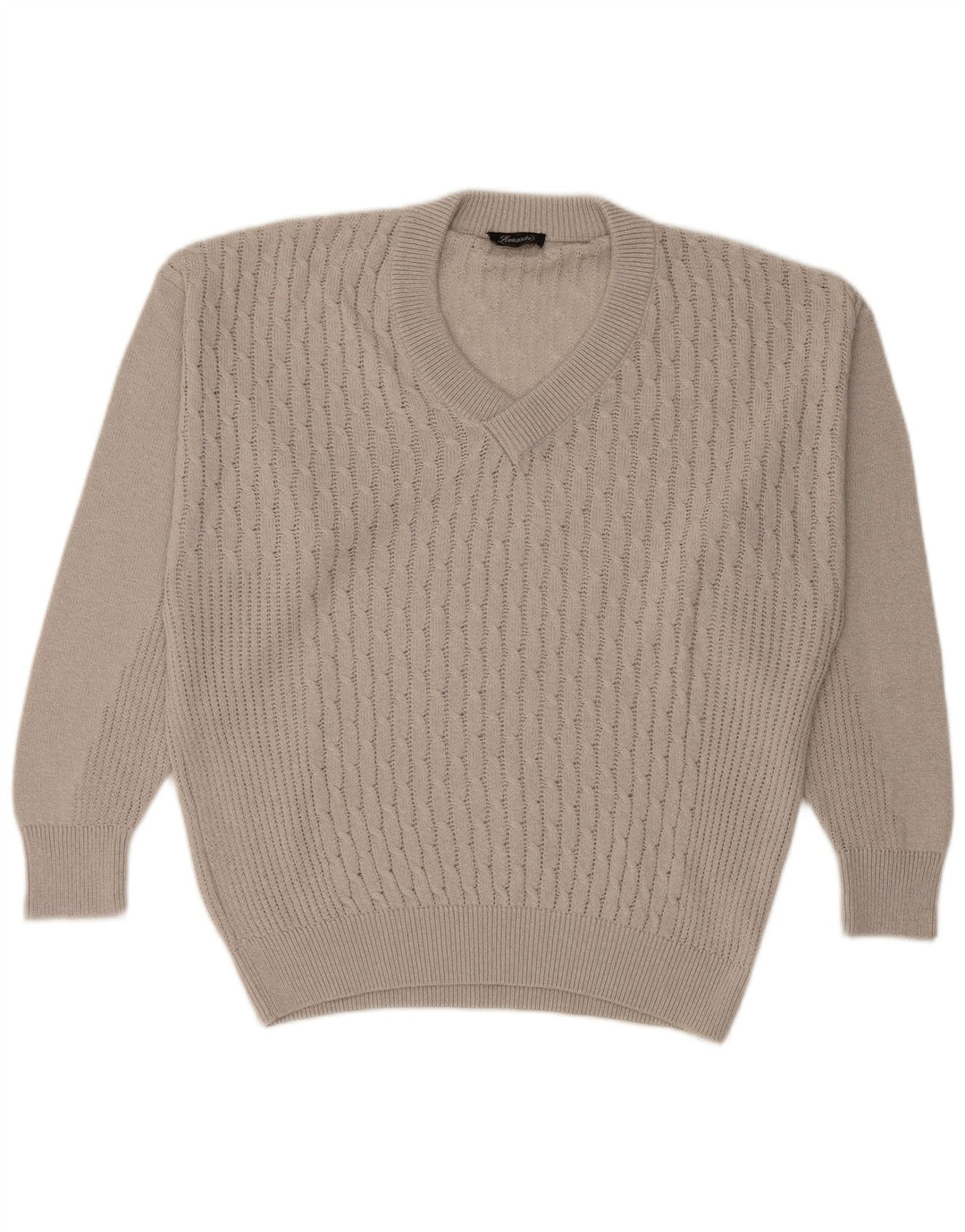 Męski sweter LEONARDO z dekoltem w kształcie litery V, XL, szary, bawełniany