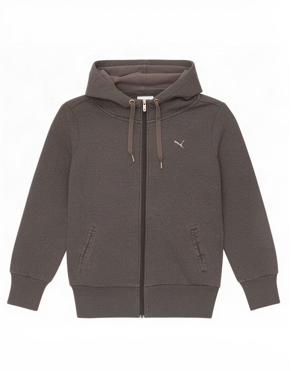 Damski sweter Puma z kapturem i zamkiem UK 12, średnioszary, bawełniany