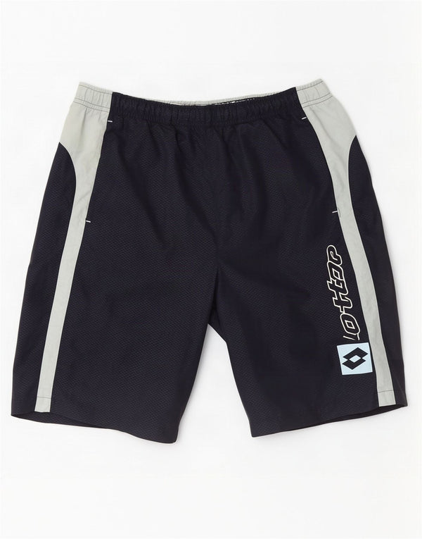 Męskie spodenki sportowe Lotto Graphic UK 40/42 Duży granatowy nylon z blokami kolorów