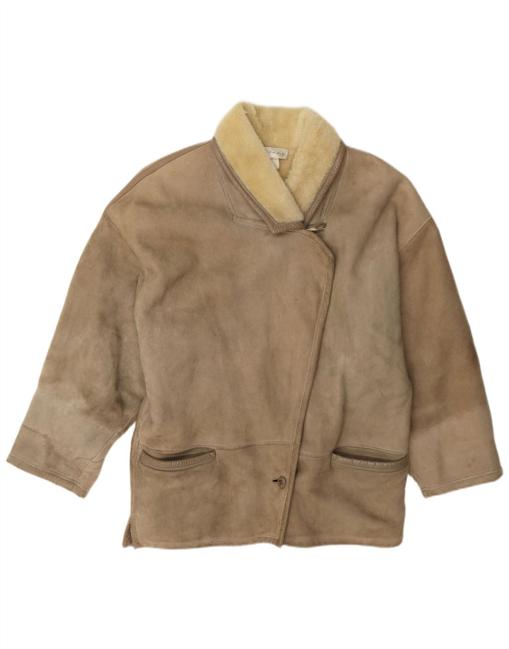 Damska kurtka shearling Genny US 6, średnia szara skóra