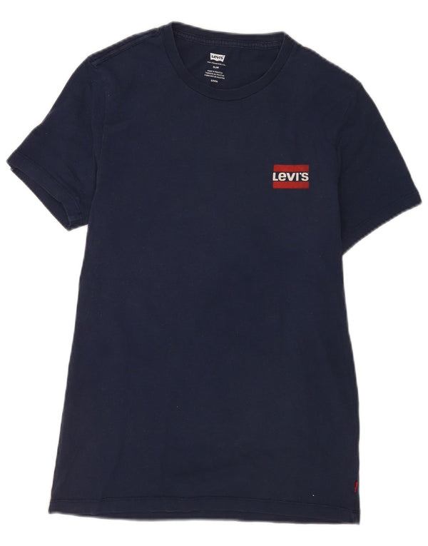 Męski T-shirt Levi's Slim Fit, mały, granatowy, bawełniany