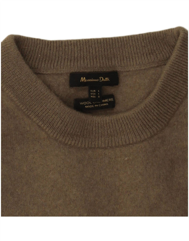 Sweter damski Massimo Dutti z okrągłym dekoltem UK 14, duży, szary, wełniany