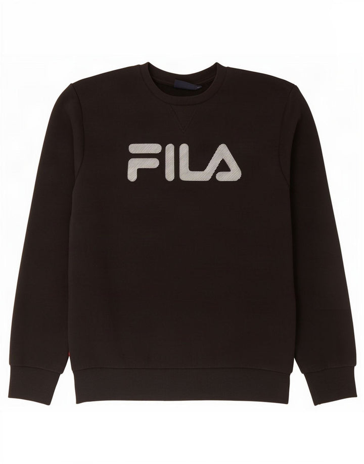 Męska bluza z grafiką Fila, średnia czarna, bawełniana