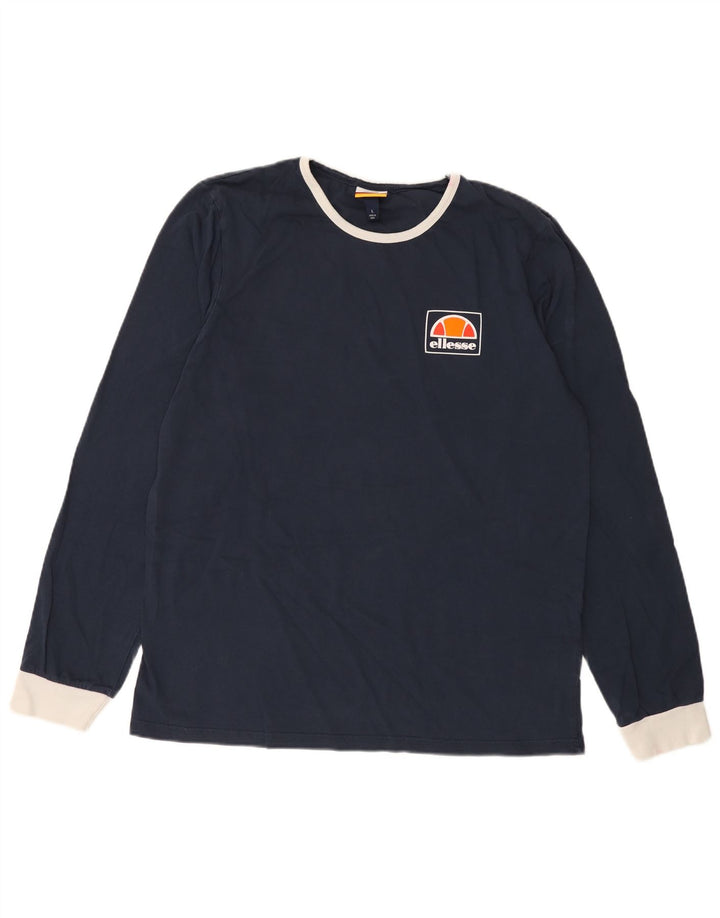 Męski top Ellesse z długim rękawem, duży, granatowy, bawełniany