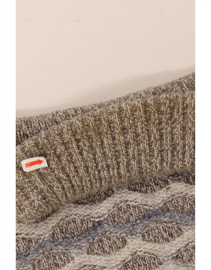 Vintage męski sweter z golfem, duży, szary, wełniany w paski