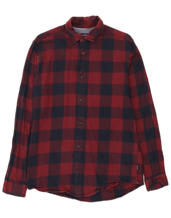 Koszula flanelowa męska Jack & Jones o regularnym kroju, średnia czerwona bawełniana kratka