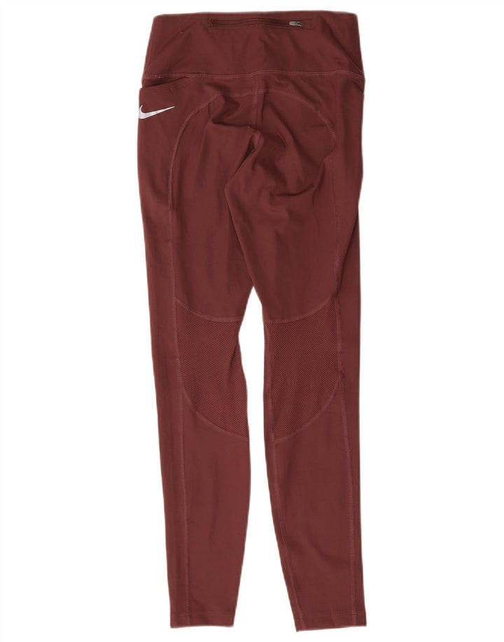 Damskie legginsy Nike Dri Fit UK 8, małe, bordowe