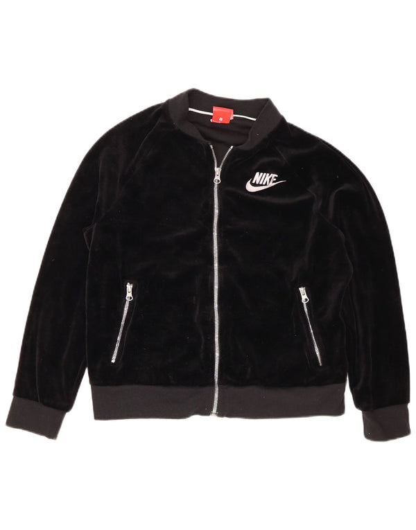 Nike Womens Oversized Velour Tracksuit Top Jacket UK 10 Small Black
