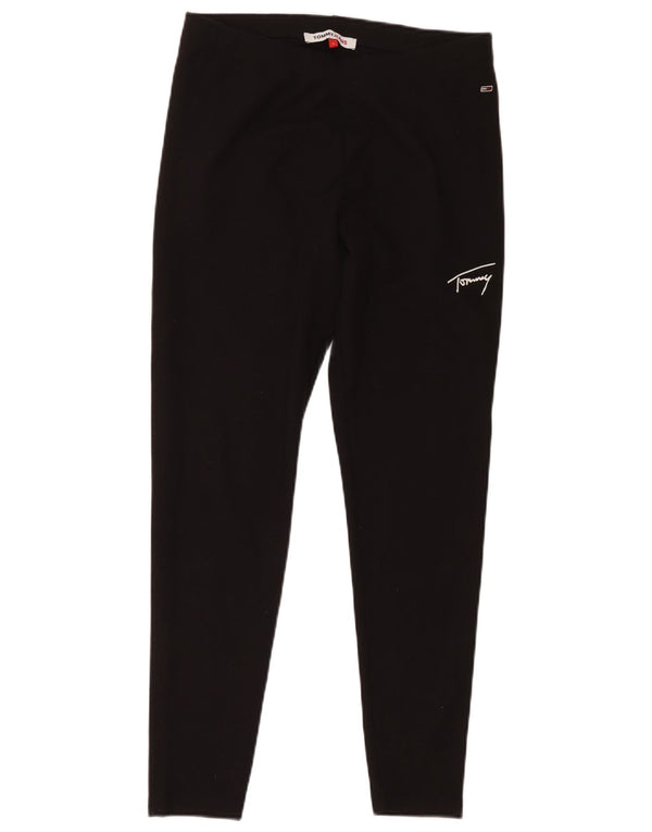 Legginsy damskie Tommy Hilfiger UK 16, duże, czarne, poliestrowe