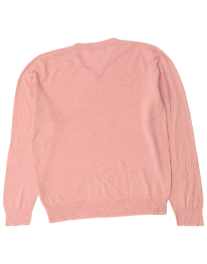 Męski sweter Marks & Spencer Blue Harbor z dekoltem w kształcie litery V, średnioróżowy, akrylowy