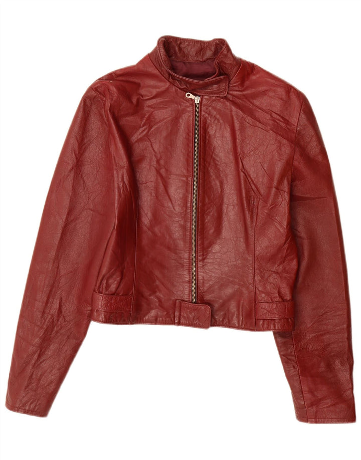 Kurtka skórzana damska VINTAGE UK 10 Mała bordowa skóra