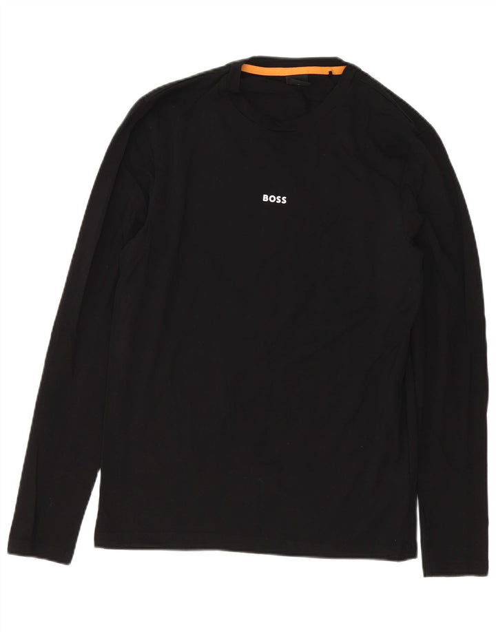 Męski top z długim rękawem Hugo Boss, mały, czarny, bawełniany