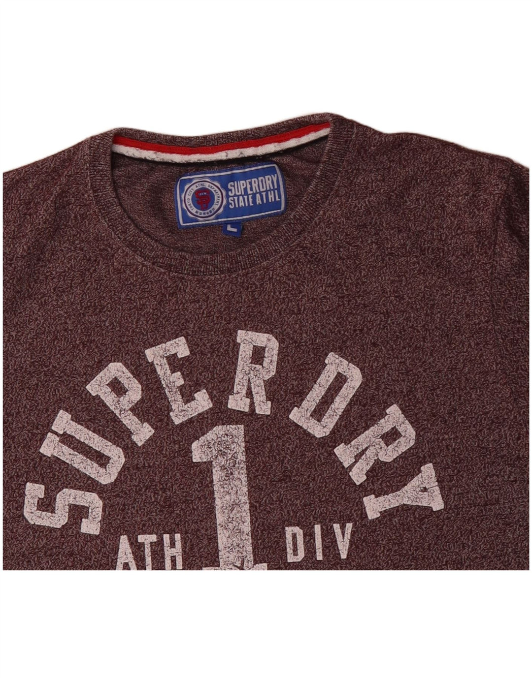 SUPERDRY Męski T-shirt z grafiką, duży, fioletowy, nakrapiany bawełniany