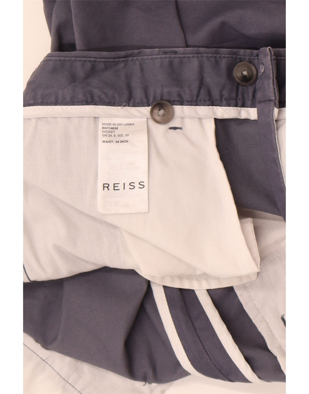 Męskie spodenki Chino Reiss W34, duże, granatowe, bawełniane