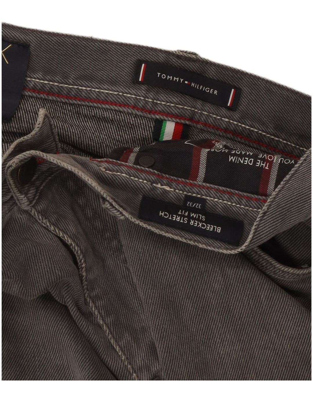 Męskie dżinsy Tommy Hilfiger Bleecker Slim W32 L32 Szara bawełna