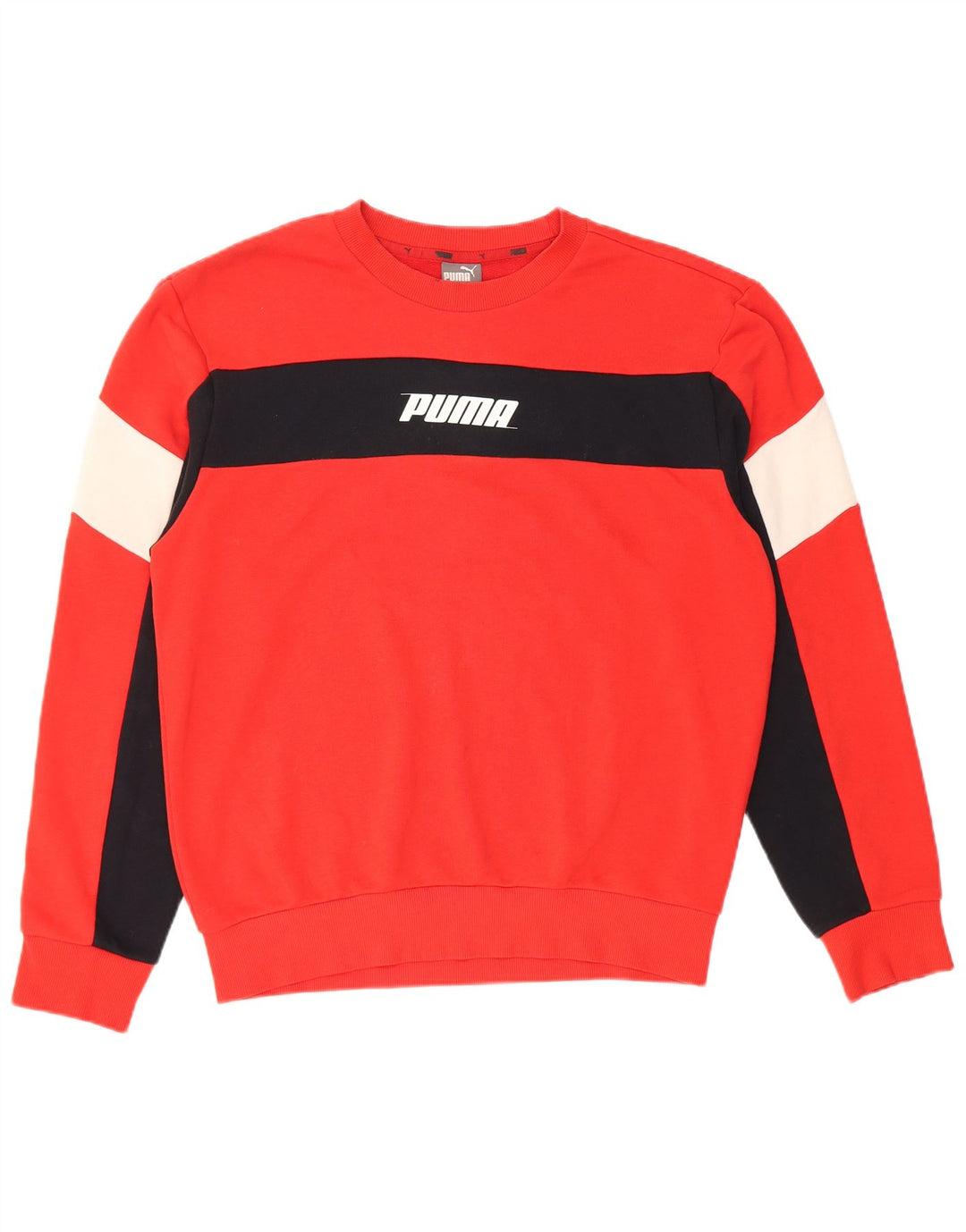 Męska bluza Puma z grafiką, mała, czerwona, bawełniana w bloki kolorów