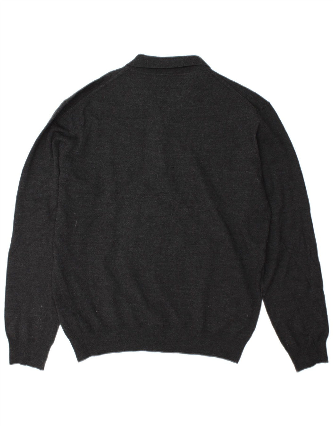 Marks & Spencer Męski sweter polo o dopasowanym kroju, duży, szary, wełniany