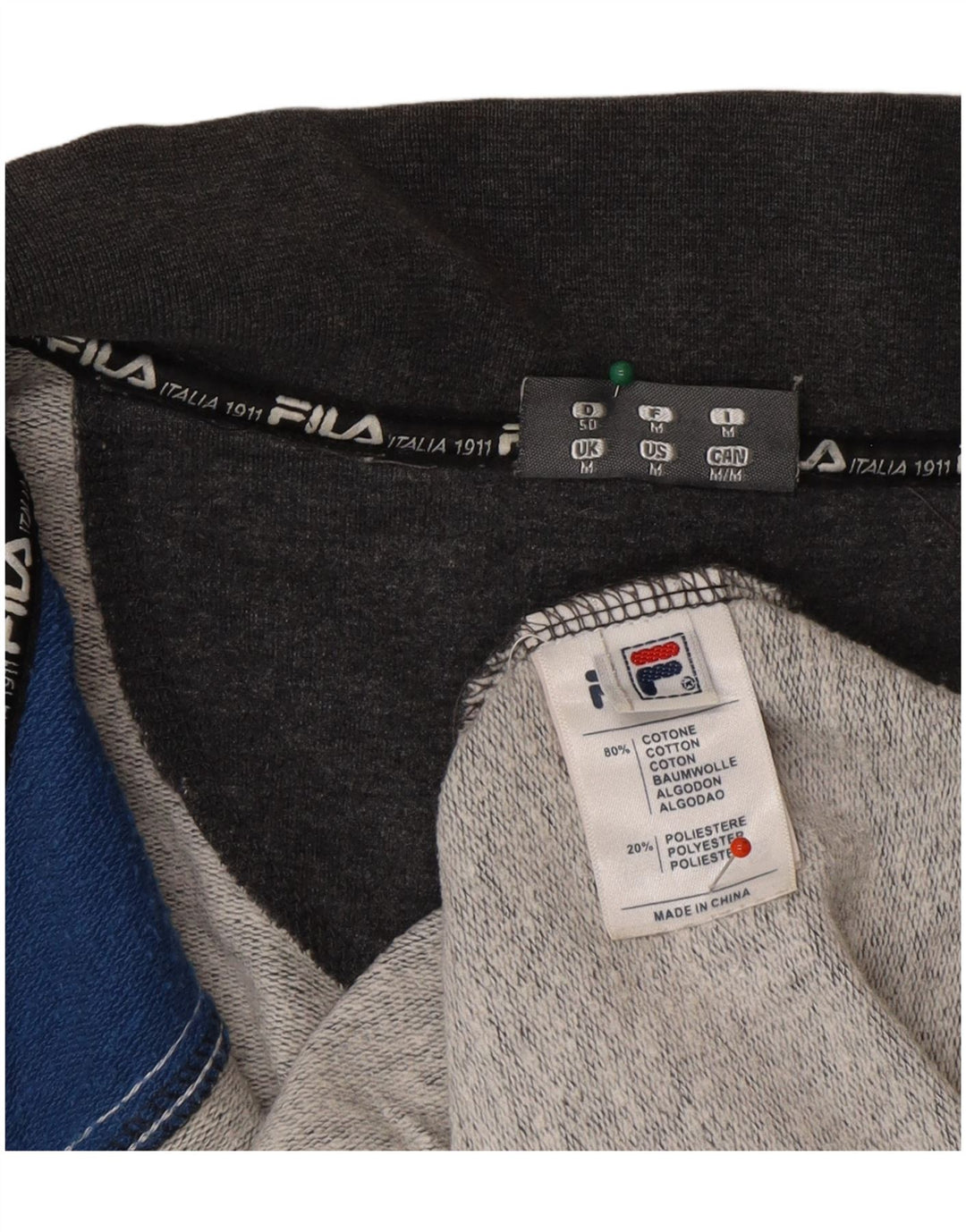 FILA Mens Tracksuit Top Jacket Medium Grey Colourblock Cotton