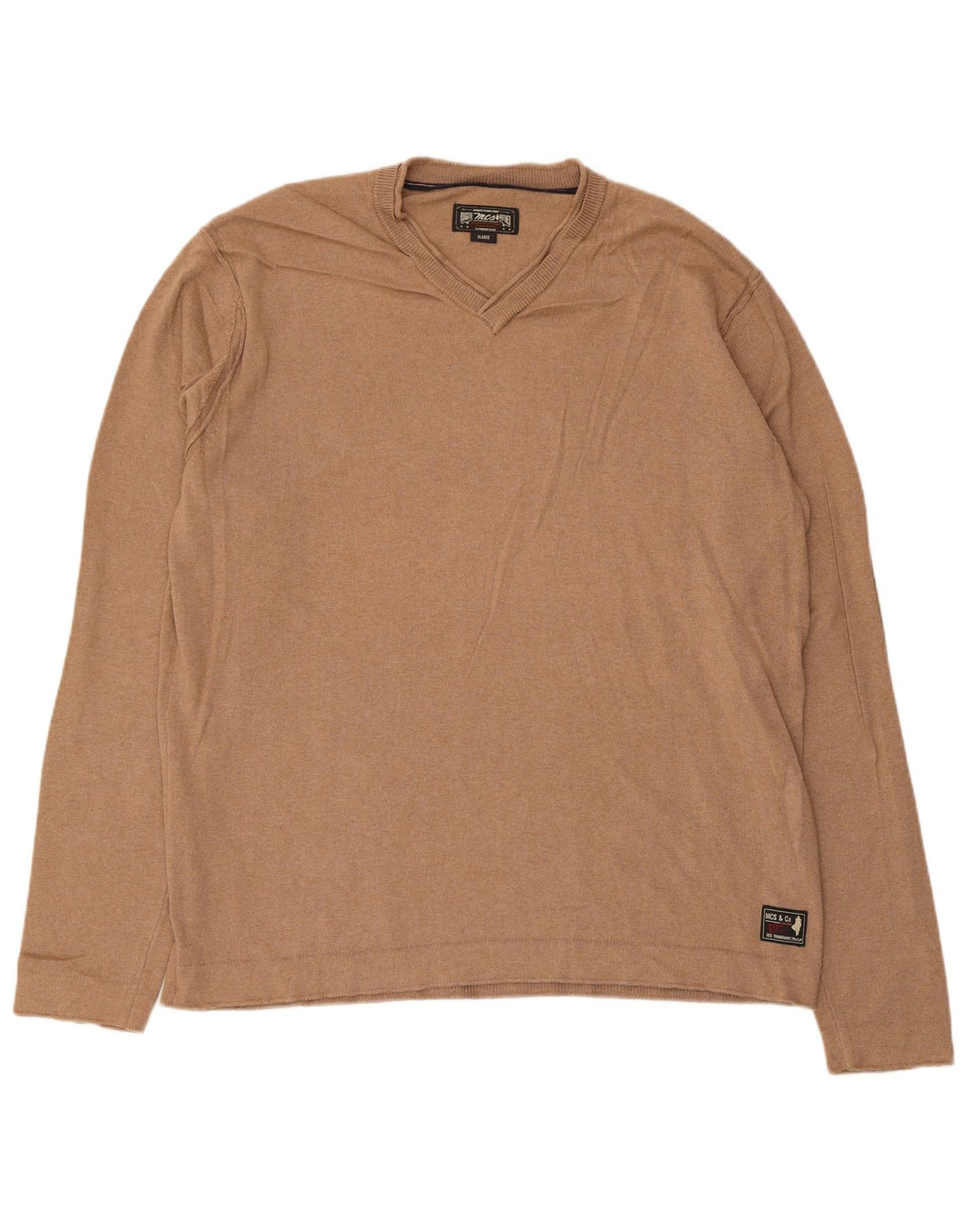 Marlboro Classics Męski sweter z dekoltem w kształcie litery V, XL, beżowy