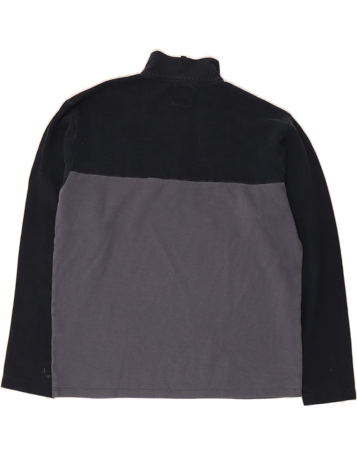 NAUTICA Mens Zip Neck Sweatshirt Jumper Medium Navy Blue Colourblock Vintage Nautica and Second-Hand Nautica from Messina Hembry 