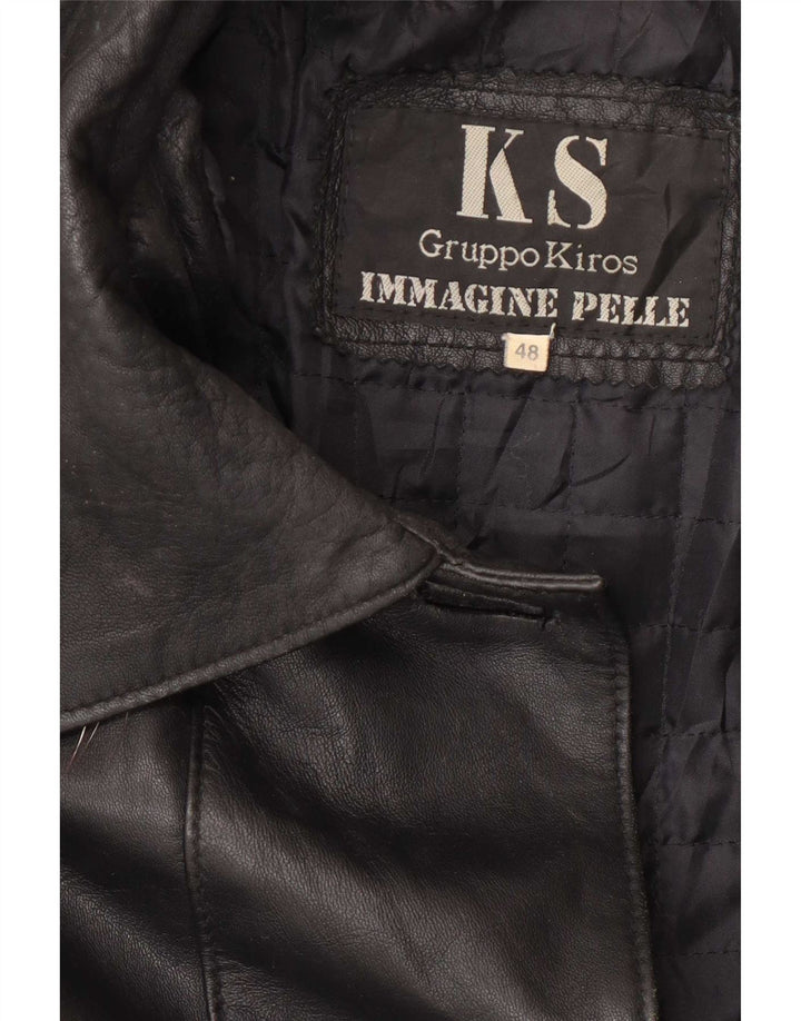 Damski płaszcz skórzany Kiros z kapturem, oversize IT 48 XL, czarny