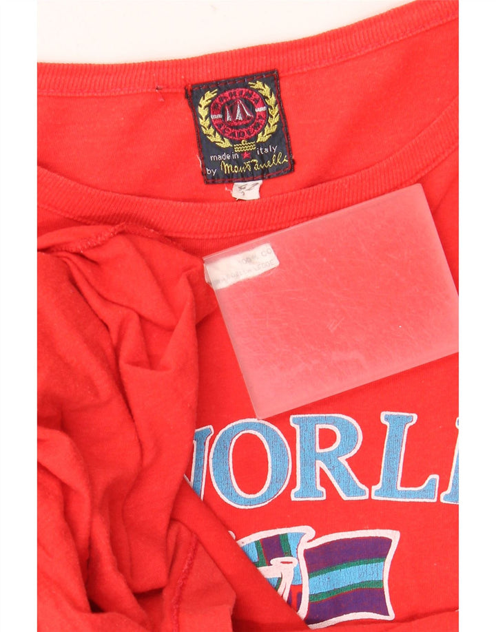 Damska koszulka oversize w stylu vintage z grafiką IT 42 Średnia czerwona bawełna