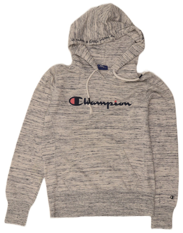 Damska bluza z kapturem Champion Graphic UK 10 Small, szara, nakrapiana bawełna