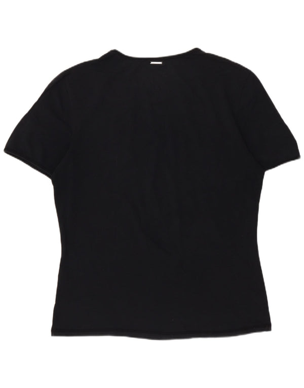 T-shirt damski Hugo Boss Top UK 12, średnia czarna bawełna