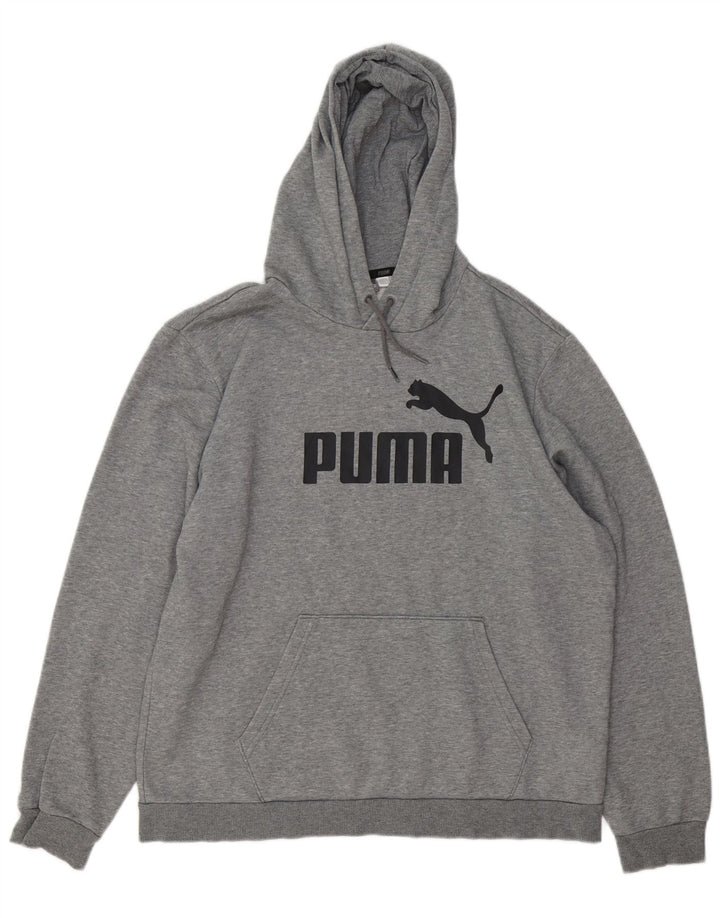 Męski sweter z kapturem i grafiką PUMA, duży, szary, bawełniany