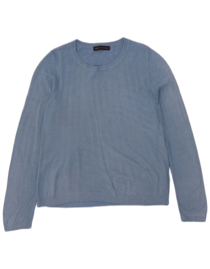 Marks & Spencer Damski sweter z dekoltem w łódkę UK 14 Średni niebieski akryl