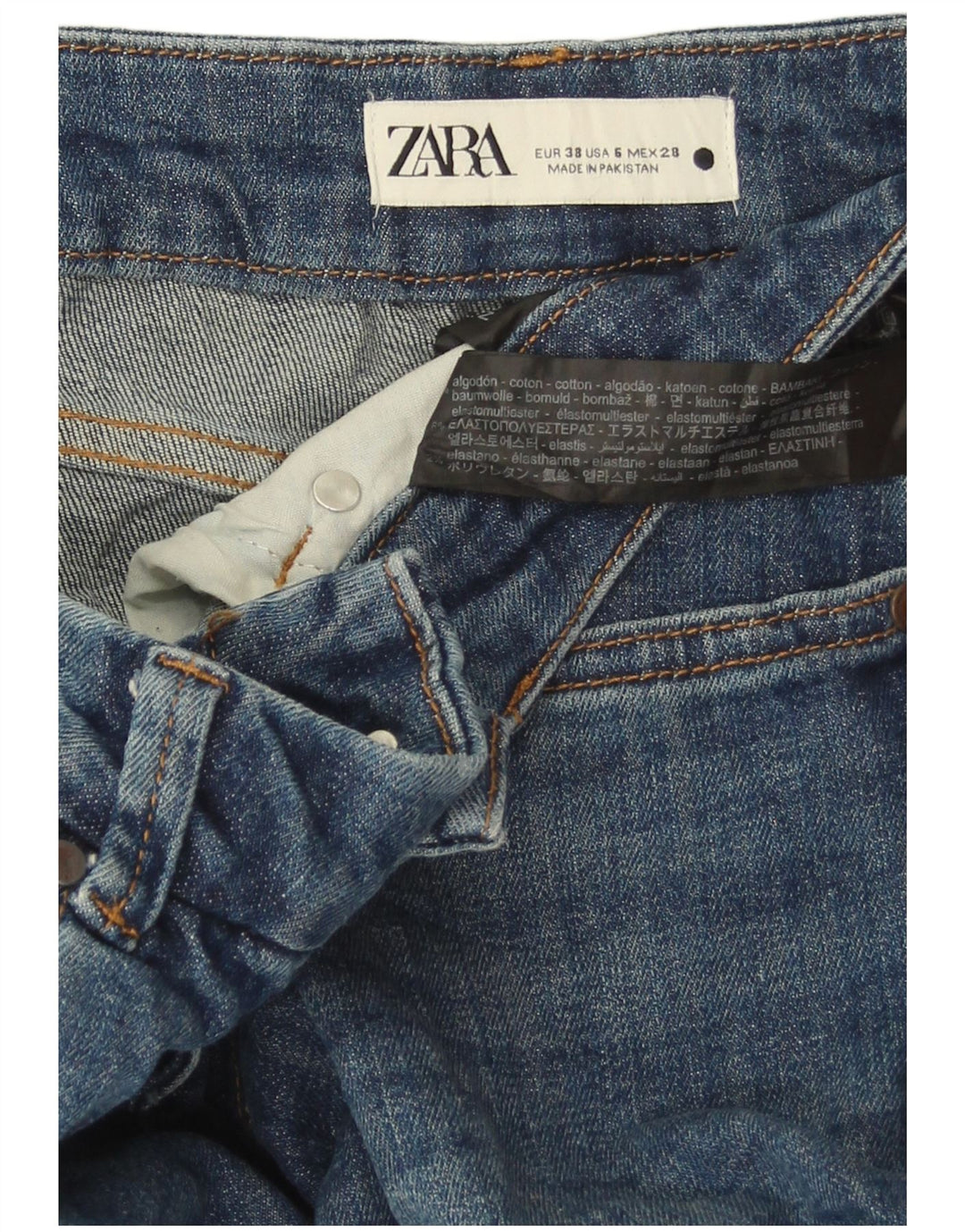 Damskie jeansy rozkloszowane Zara EU 38 Small W28 L33 Niebieskie bawełniane