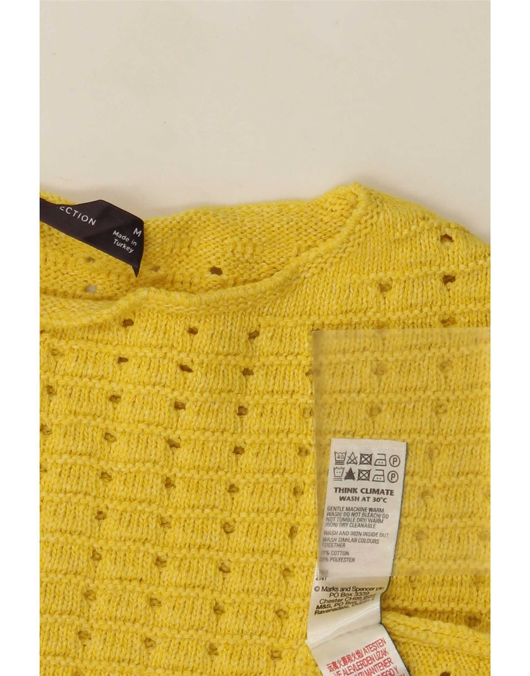 Marks & Spencer Damski sweter z dekoltem w łódkę, UK 14, średni żółty