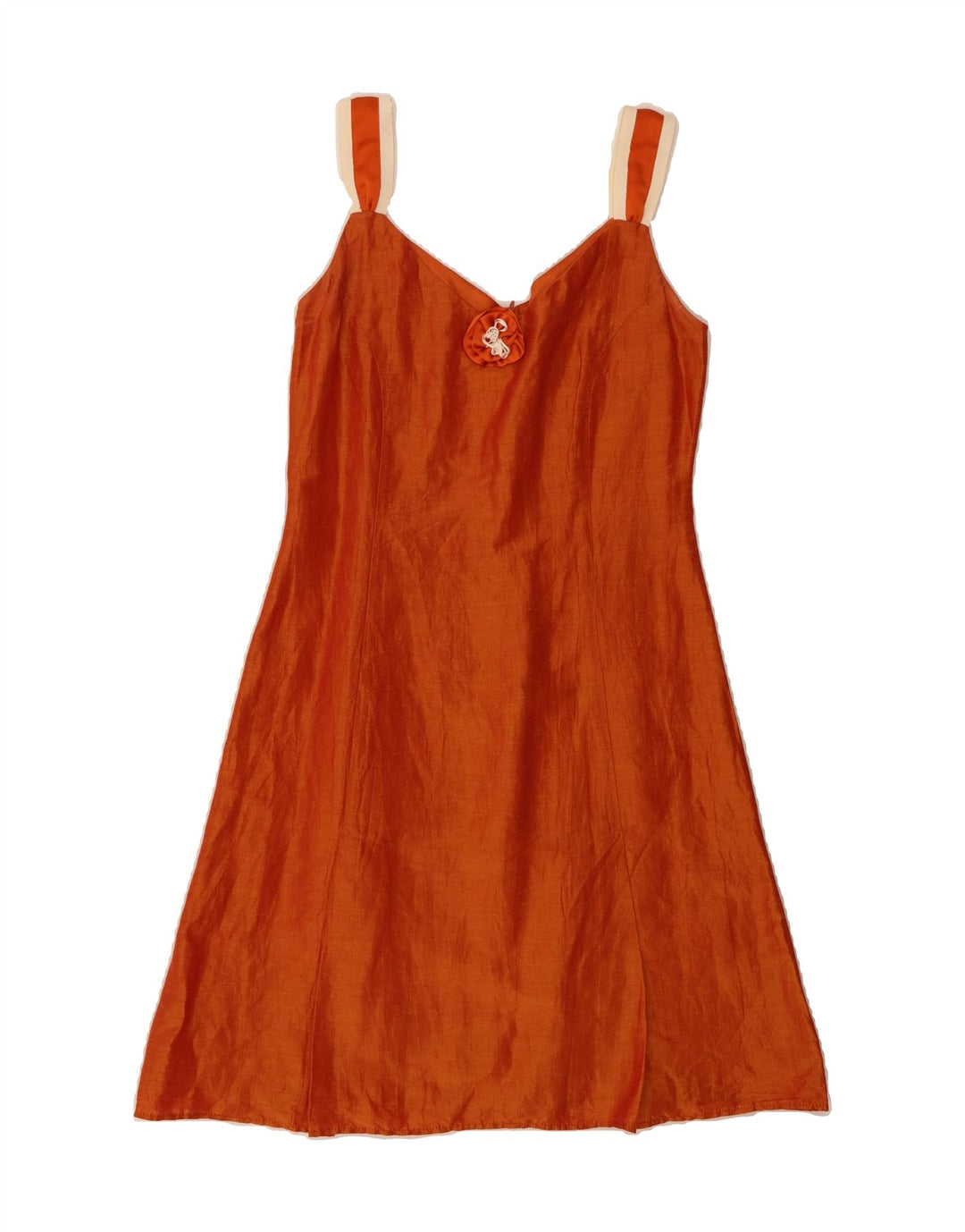 BARBARA Womens Sleeveless A-Line Dress IT 42 Medium Orange Linen Vintage Barbara and Second-Hand Barbara from Messina Hembry 