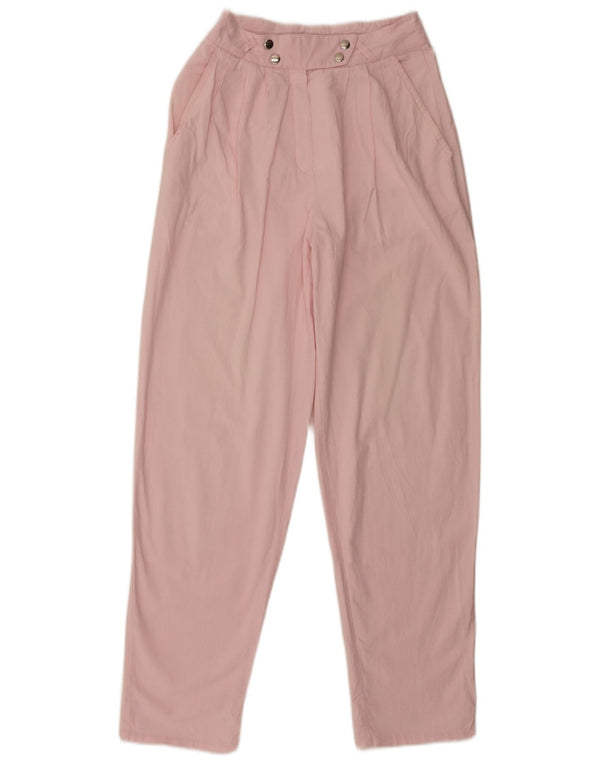 Vintage damskie zwężane spodnie chino z wysokim stanem IT 36 XS W24 L29 różowe