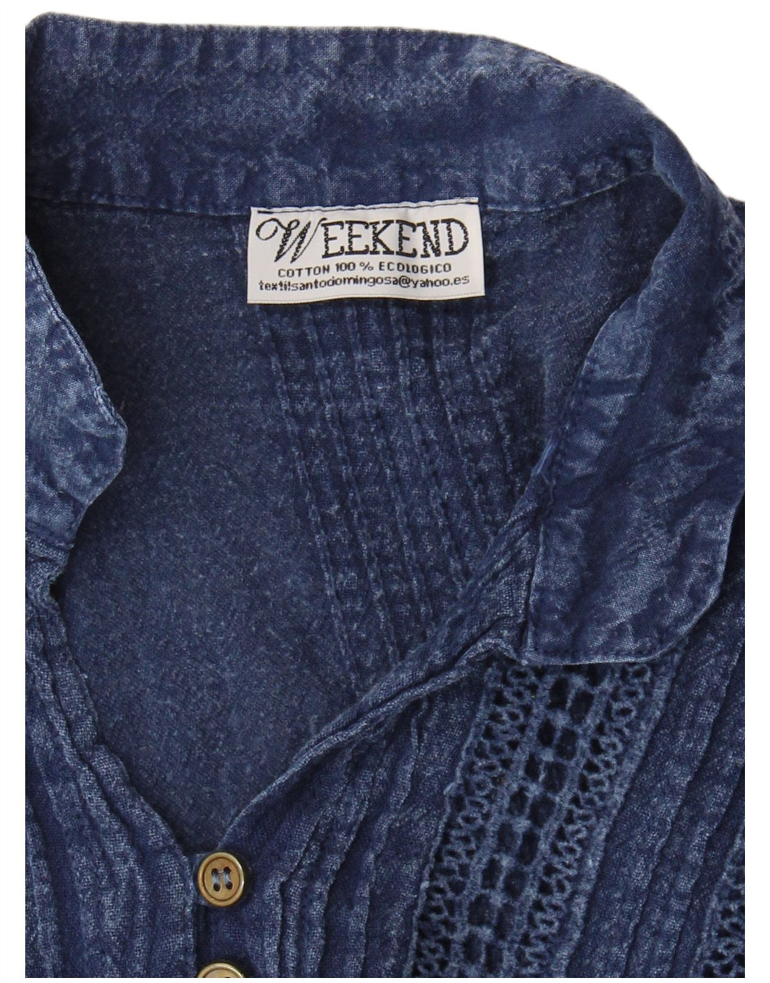 Bluzka damska Vintage Top UK 10 Mała granatowa bawełna