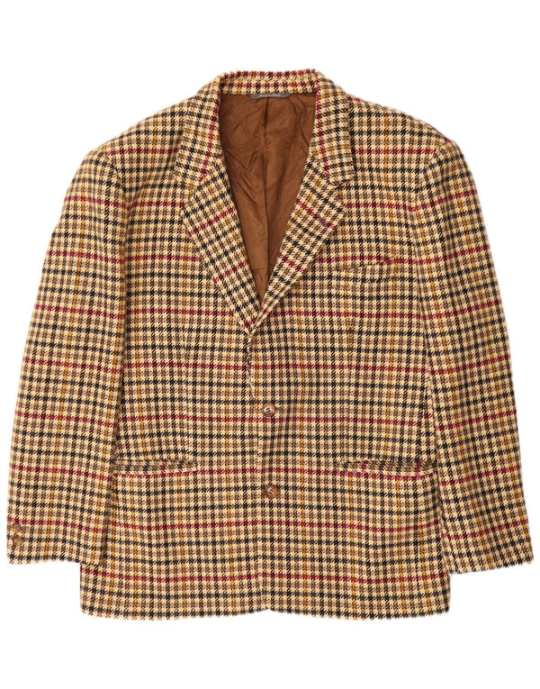 BYBLOS Męska marynarka zapinana na 2 guziki IT 52 XL Beżowa wełna w pepitkę