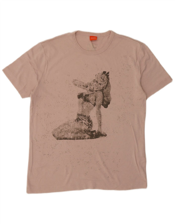 Damska koszulka z grafiką Hugo Boss Top UK 16, duża, różowa