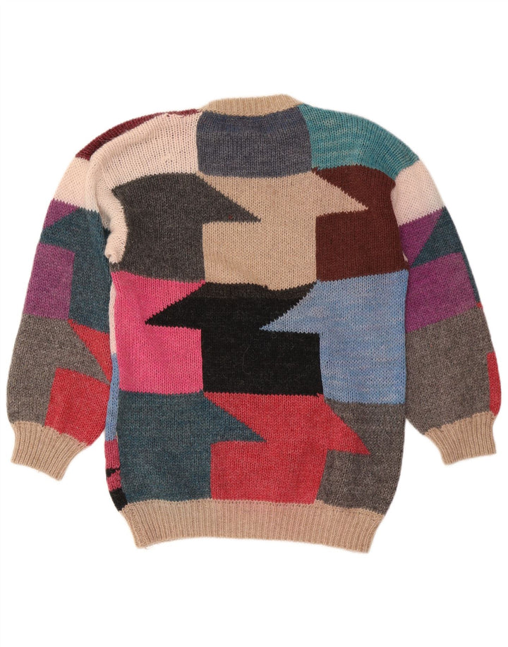 Sweter damski w stylu vintage z okrągłym dekoltem UK 14, średni, wielobarwny
