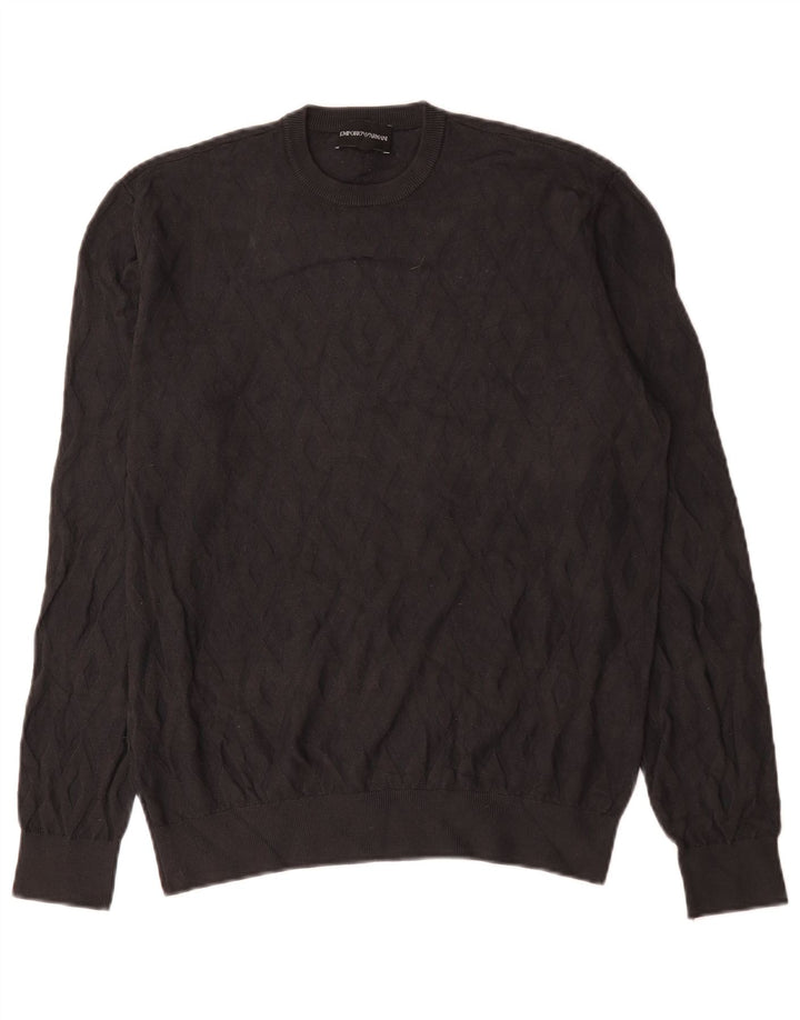 Męski sweter z okrągłym dekoltem Emporio Armani, średnioszara wiskoza