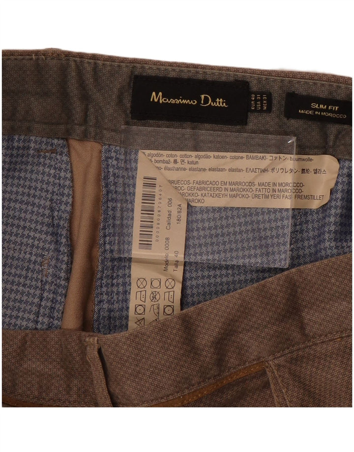 Spodnie Chino MASSIMO DUTTI Męskie Slim Fit EU 40 Medium W31 L30 Brązowe