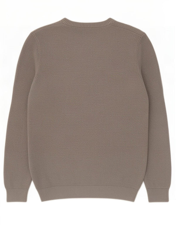 Męski sweter Zara z okrągłym dekoltem, duży, szary, bawełniany