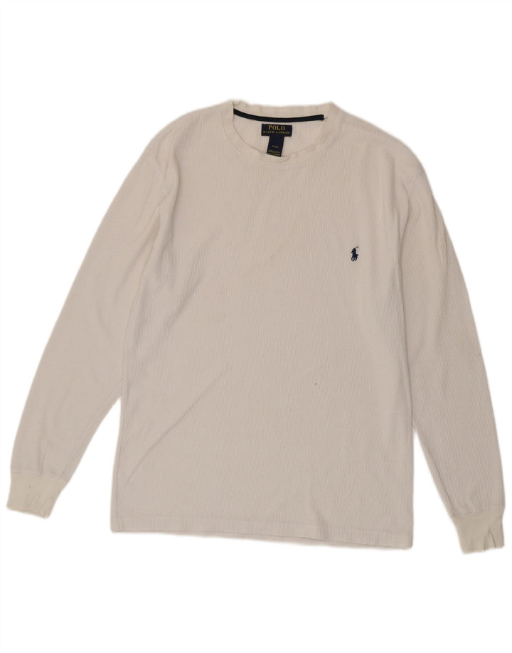 Koszulka POLO RALPH LAUREN Męska koszulka z długim rękawem, średnia biała bawełna