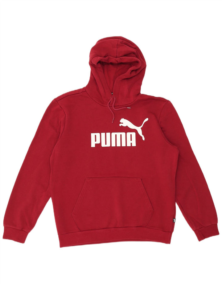 Męski sweter z kapturem i grafiką PUMA, średniej wielkości bordowa bawełna