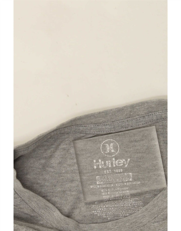 Męski T-shirt z grafiką Hurley, średni szary, nakrapiany