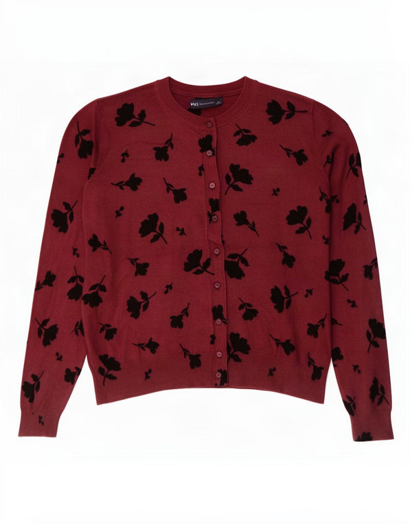 Marks & Spencer Damski sweter kardigan UK 18 XL Burgundowa, kwiatowa wiskoza