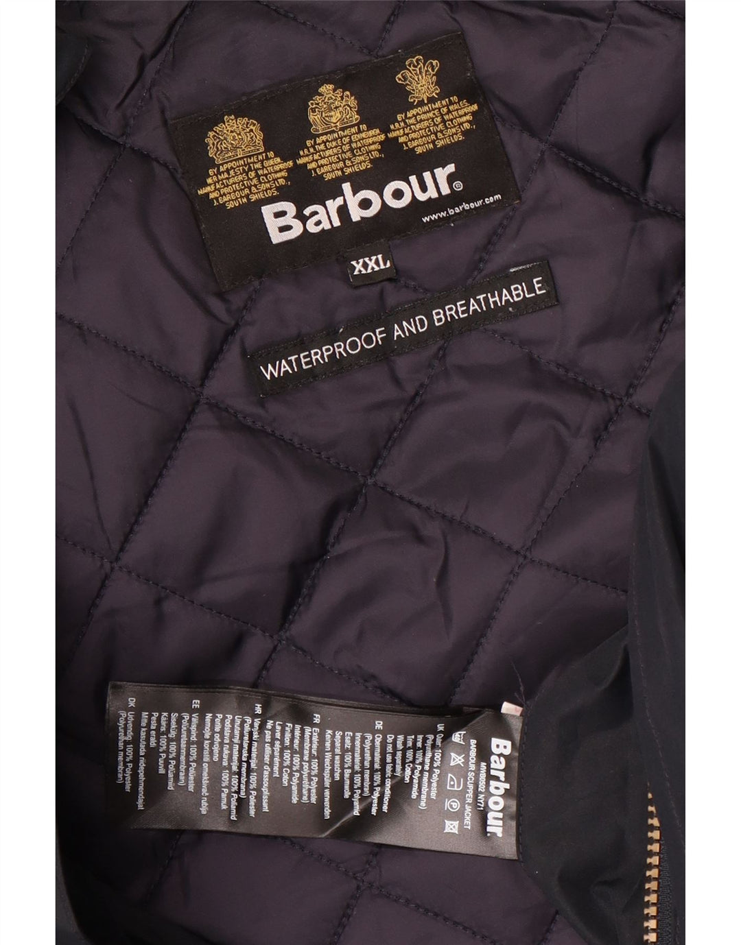 Męski płaszcz wiatrówka z kapturem Barbour UK 44 2XL Granatowy poliester
