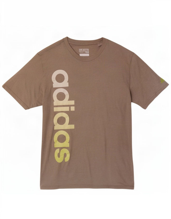 Męska koszulka z grafiką Adidas, duża, brązowa, poliestrowa