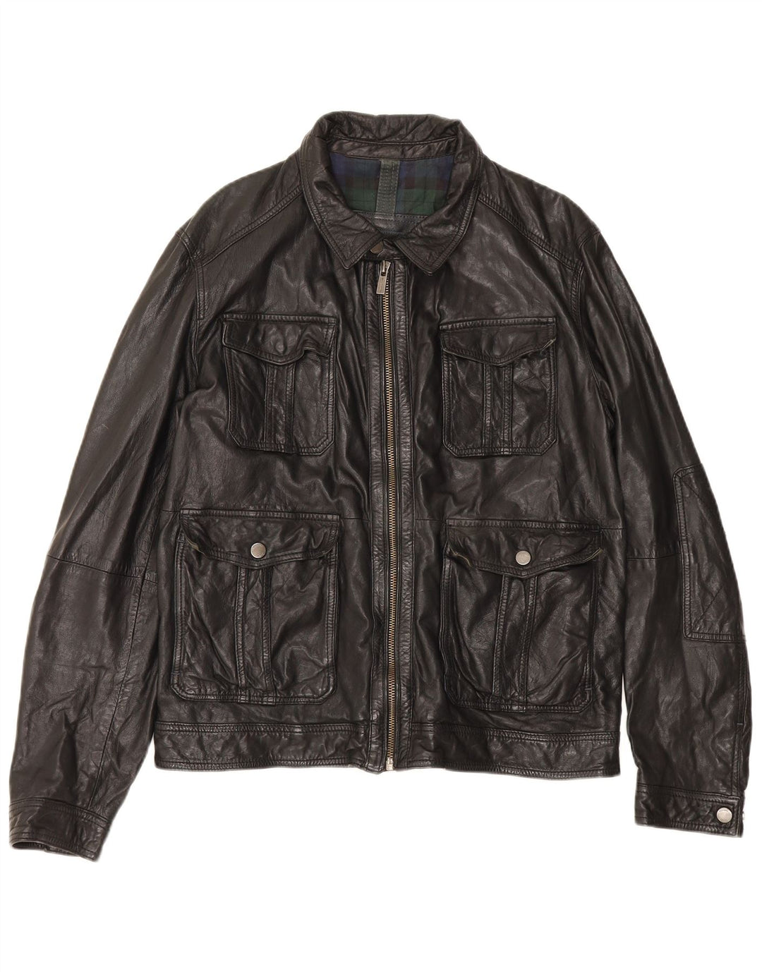 Męska kurtka skórzana Massimo Dutti UK 42 XL Czarna skóra owcza