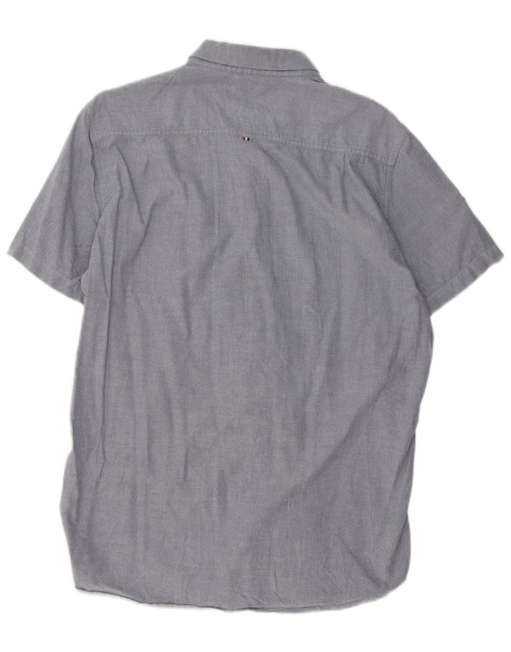 SUPERDRY Męska koszula z krótkim rękawem XL, niebieska, bawełniana