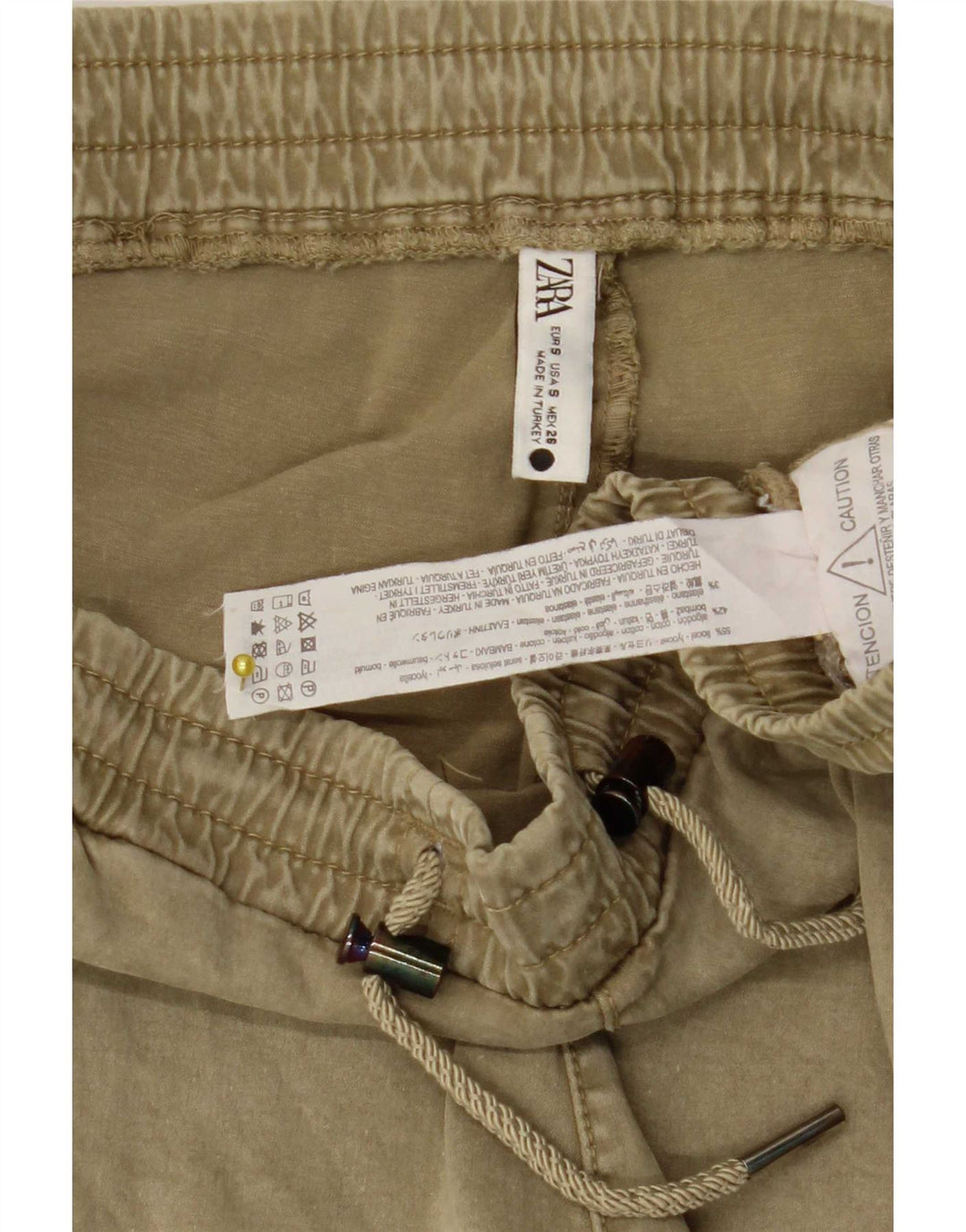 Damskie spodnie joggery Zara, małe W26 L26 Khaki Lyocell